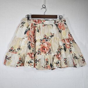 Kimchi Blue Urban Outfitters Size L Pleated Floral Lined Skirt Roses 100% Cotton